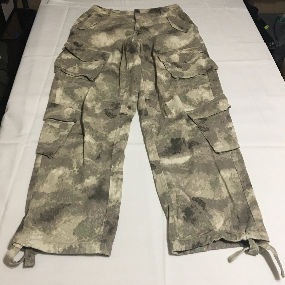 Maniere De Voir Y2K Cargo Pants Womens 8 Camo Multi Pocket Drawstring Hem